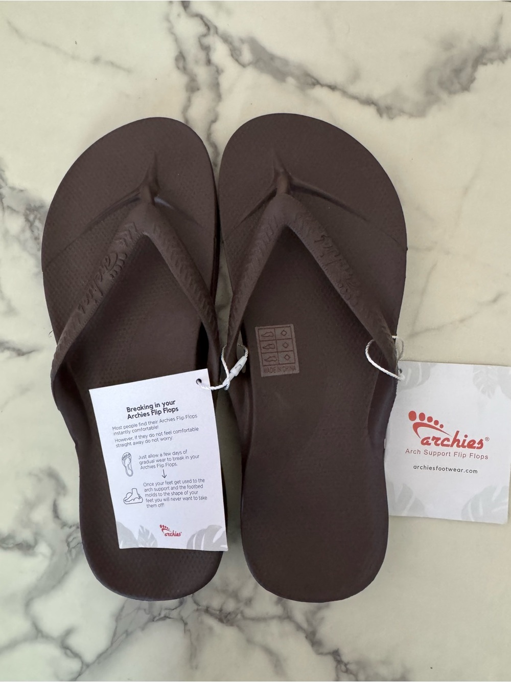 Archies Flip Flops Arch Support Women’s 7 EU 38.5-39 Brown NWT